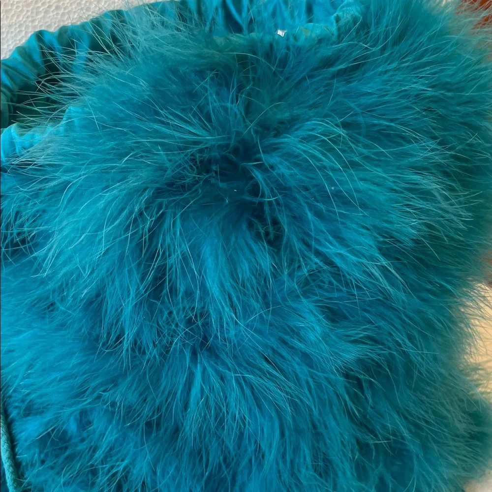 Luxurious Teal Fur BagPack 10x13